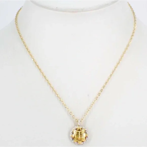 💎🎉Host Pick🎉💎 Givenchy Gold and Silver Two-Toned Sun Necklace With Logo, RARE! - Picture 1 of 10